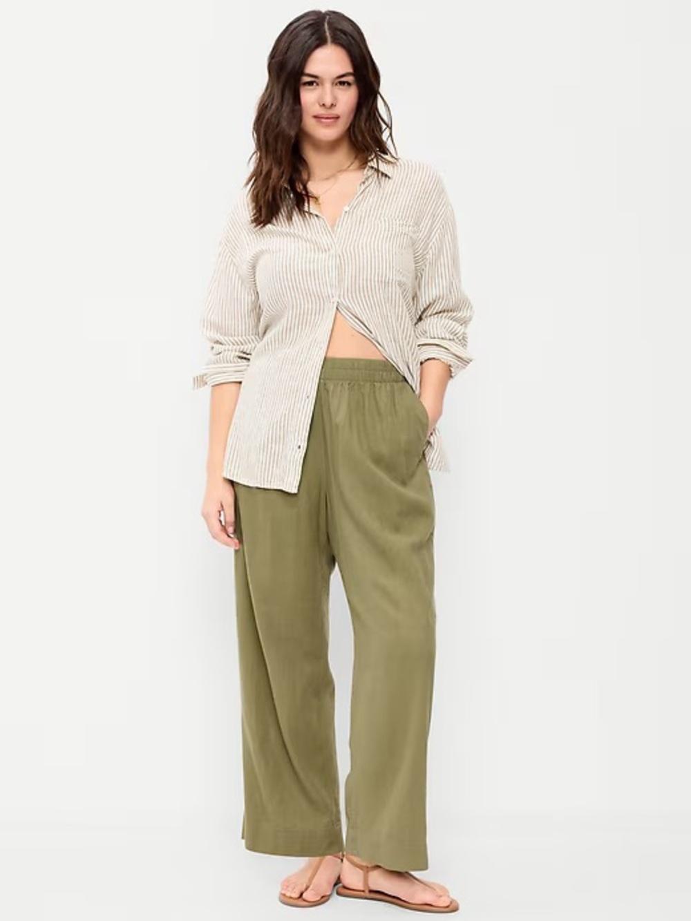 Old Navy High-Waisted Linen-Blend Wide-Leg Pants NWOT Large Tall - Picture 5 of 8